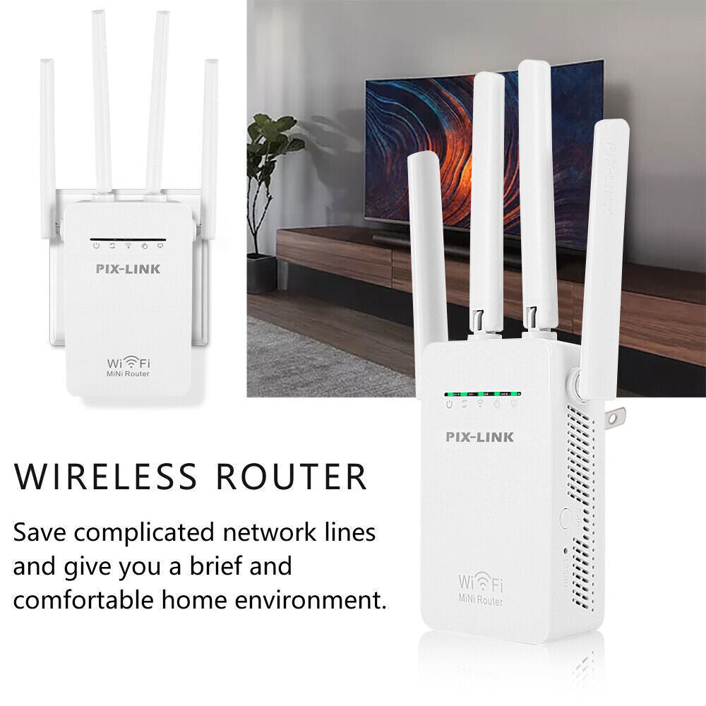 Wireless WiFi range extender with fast setup and strong signal coverage