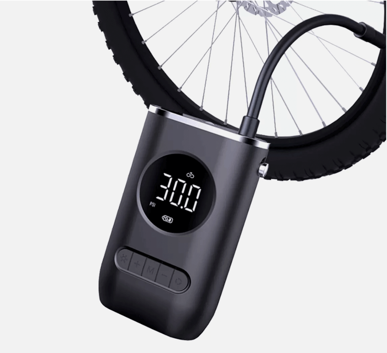 Compact cordless air pump with neck strap and digital LCD screen image 2