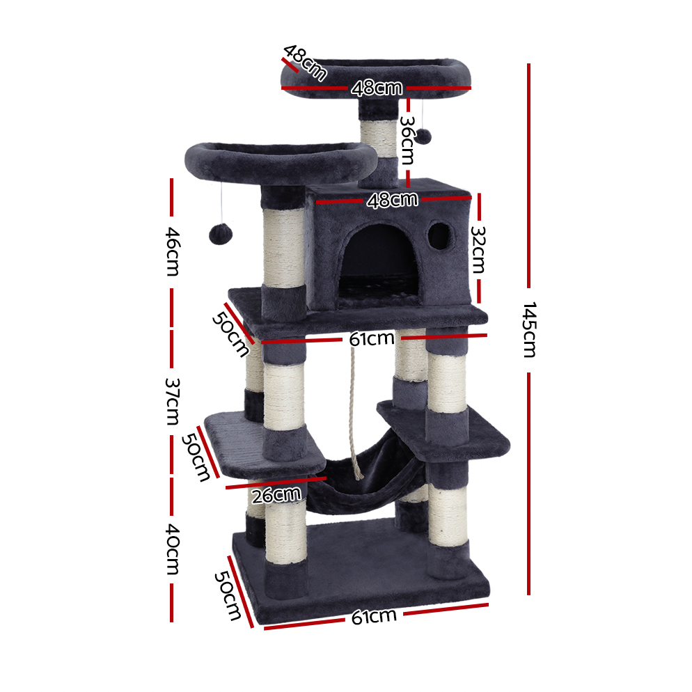 Cat tree dimensions showing height and platform size