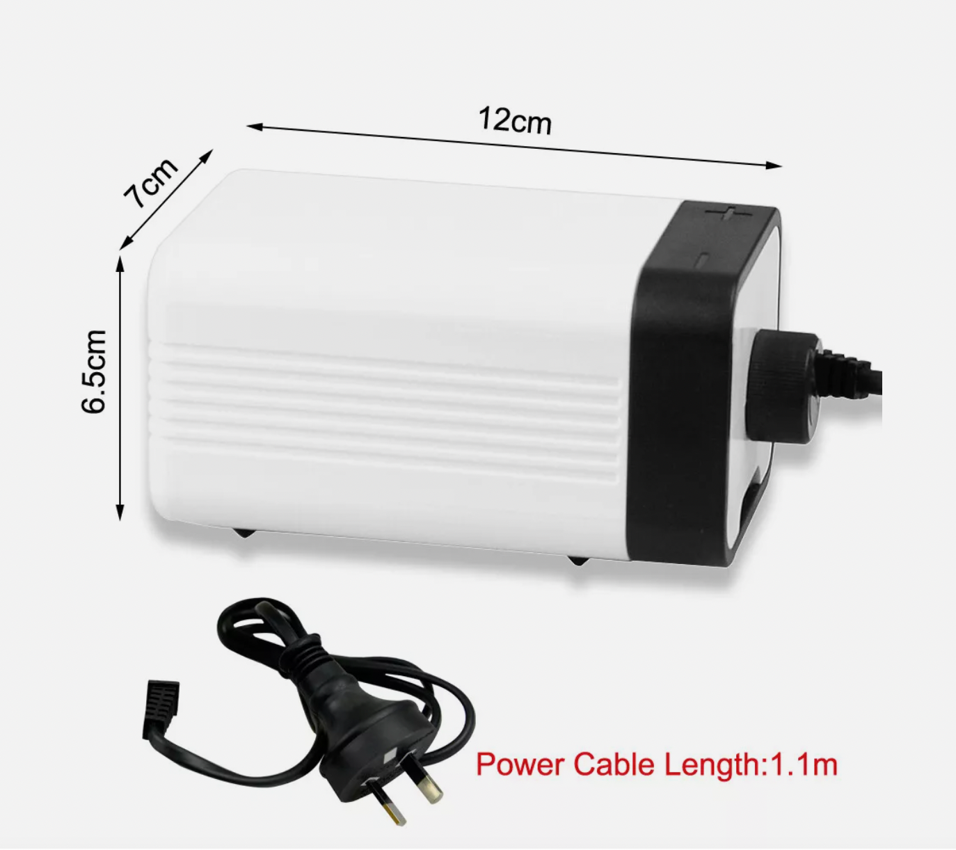 Compact aquarium air pump with durable white casing