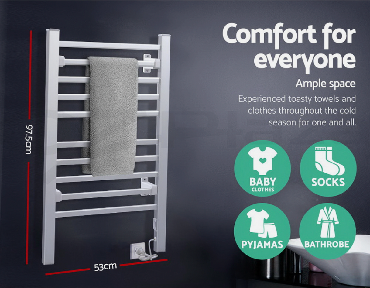 Heated towel rail with comfortable heating technology