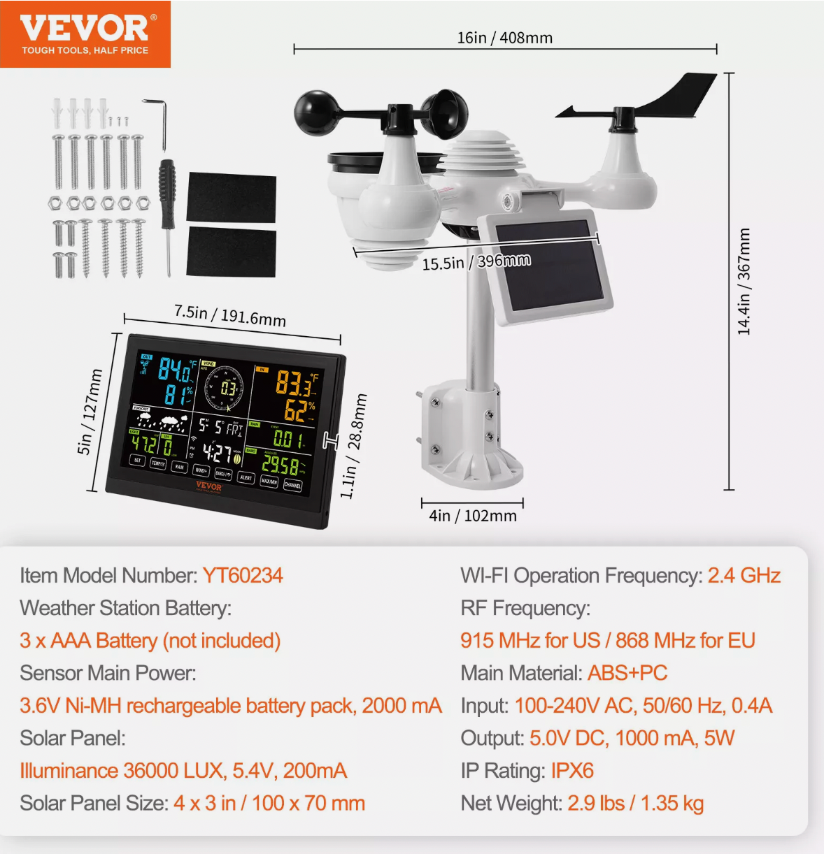 WiFi-enabled weather station with indoor and outdoor monitoring