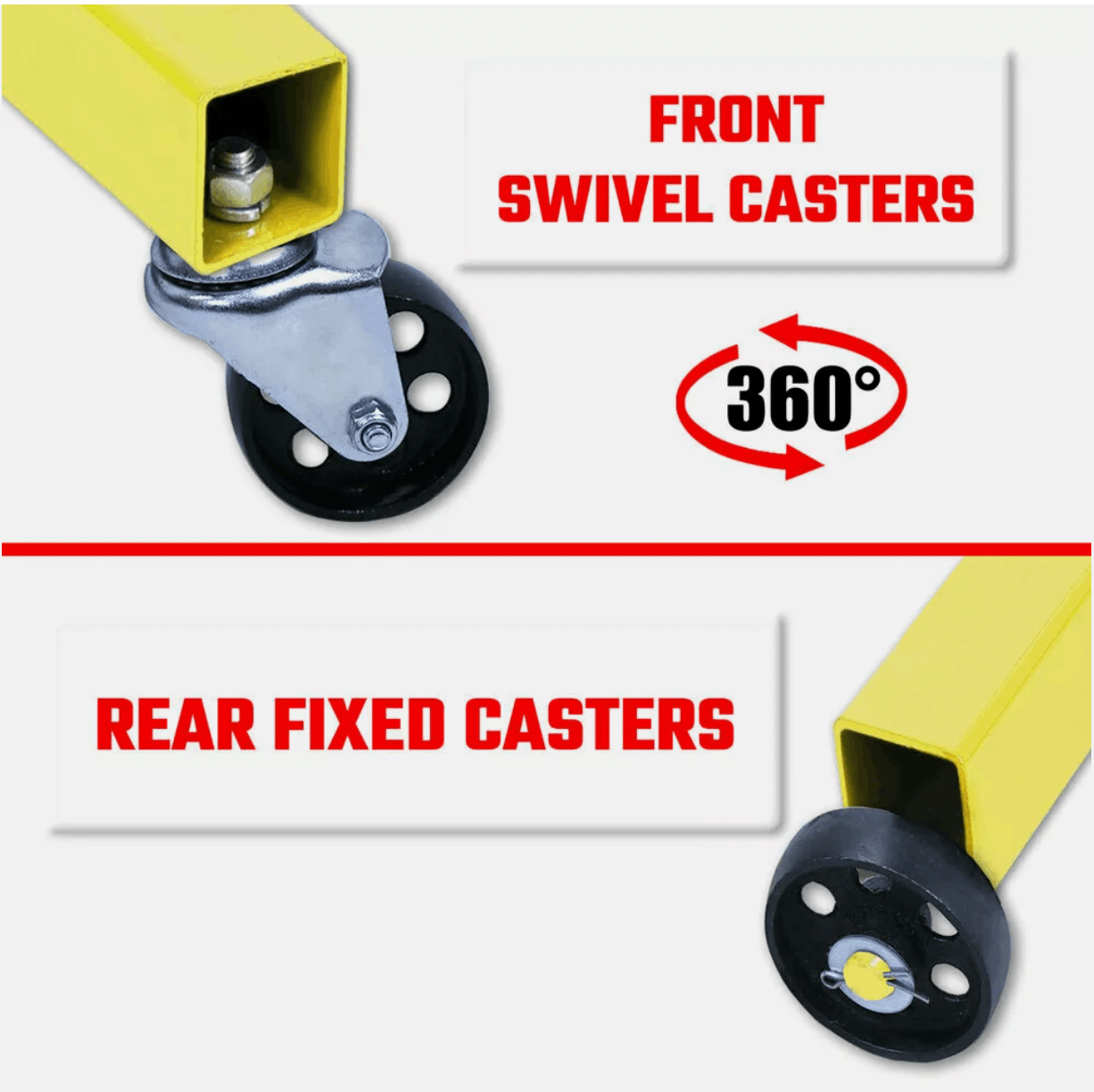 Portable engine stand with lockable swivel wheels for mobility