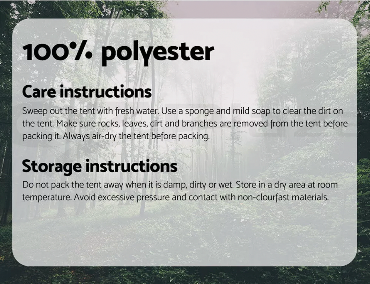 Specifications of camping shower tent with dimensions