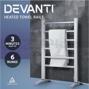 Devanti heated towel rail in chrome finish with wall mount