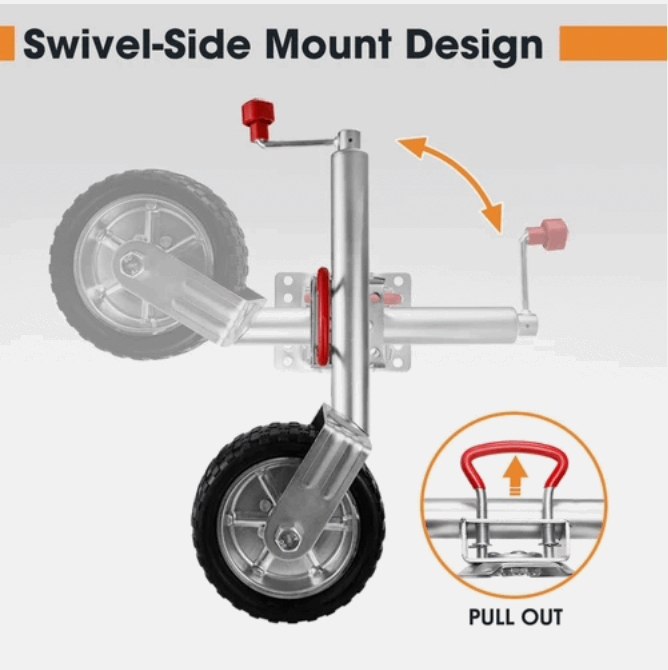 Removable jockey wheel design with fold-up function